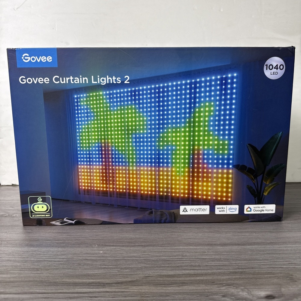 Govee Curtain Lights 2, Smart LED Curtain Lights with DIY GIF AIGC, 1040 LEDs